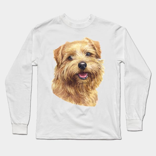 Norfolk Terrier Watercolor Art Long Sleeve T-Shirt by doglovershirts